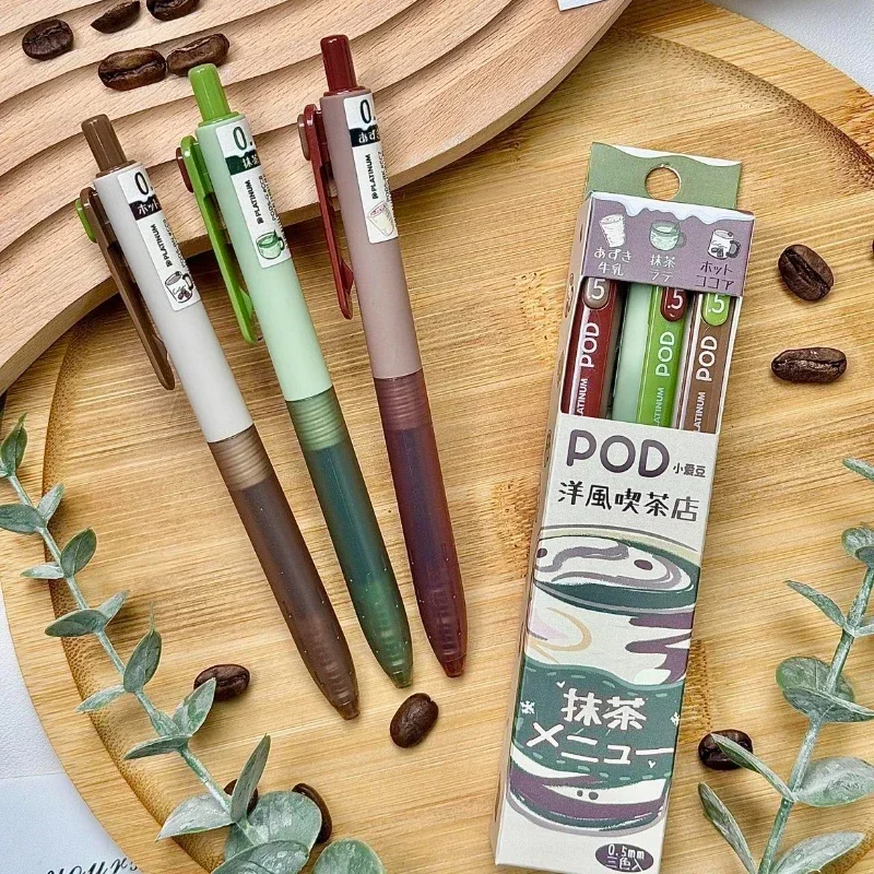 0.5mm Platinum Little Love Bean POD5 Matcha Series Needle Neutral Pen Western Style Tea Eating Student Press Writing Pen