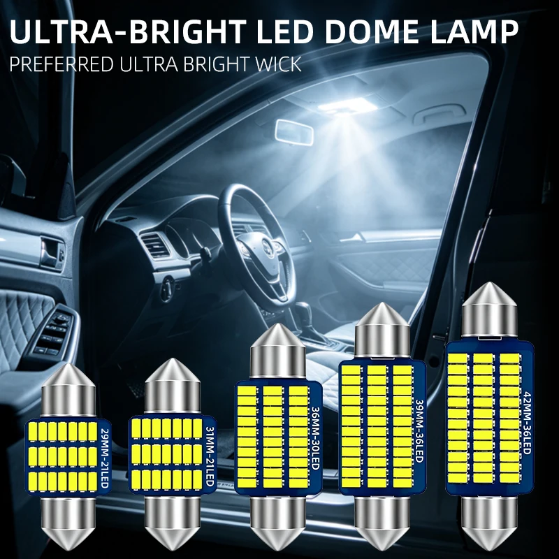 2/4/8pcs C5w C10W Led Festoon 31mm 36mm 39mm 41mm Interior Lights Canbus LED Reading Light Car Dome Light License Plate Light