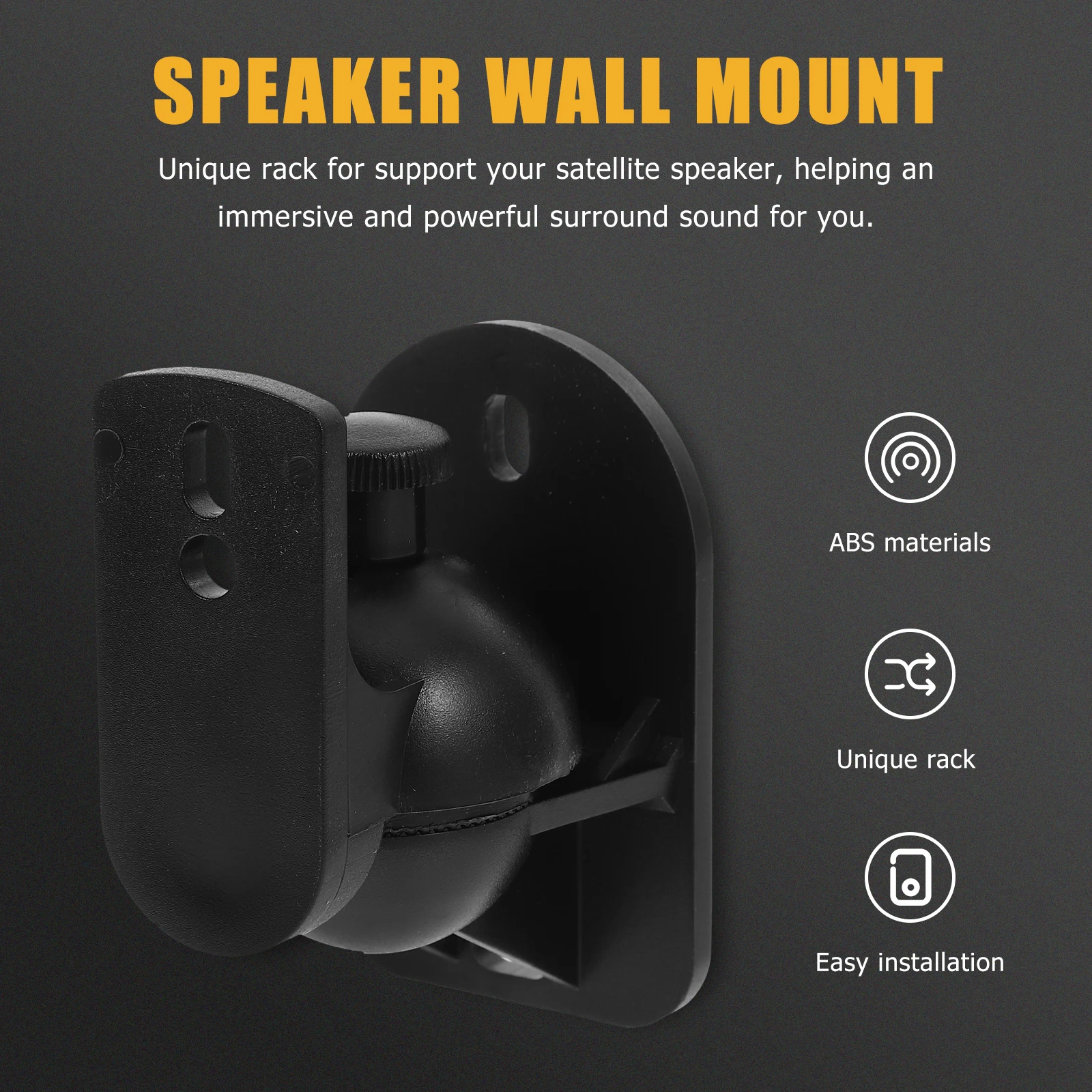 

4 Pcs Speaker Wall Mount Black Long Arm Durable Surround Sound Holder Bracket Monitor Stand Satellite Shelf Rack