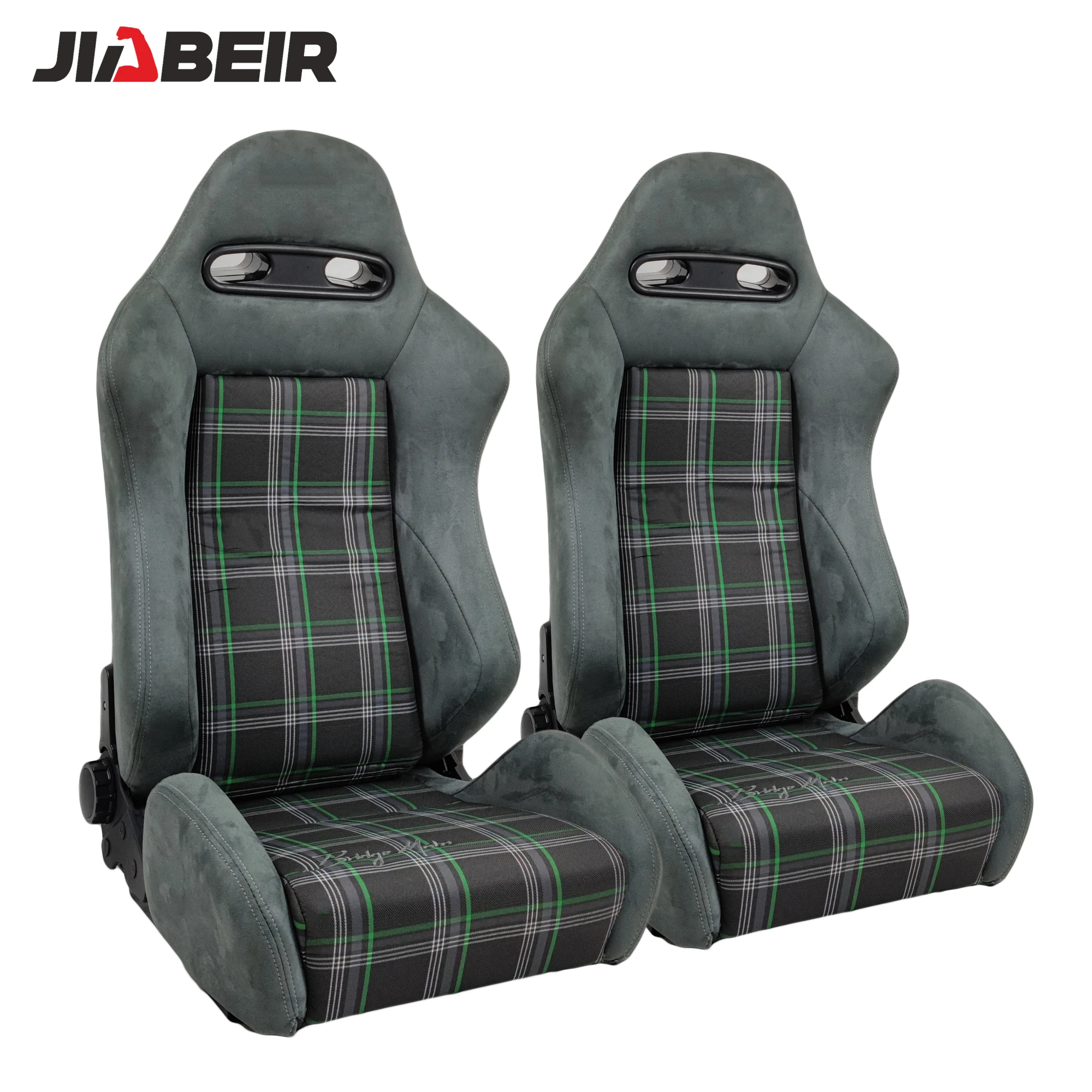 

JBR1098 Grey Suede With Sliders Recline Knob Sport Bucket Racing Seats