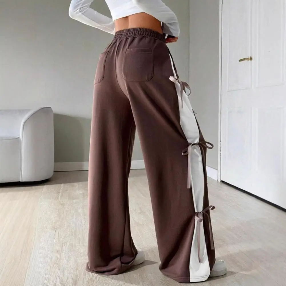 

Elastic Waist Wide-leg Pants Stylish Women's Lace-up Wide Leg Sport Pants with Pockets Casual for Active for Everyday for Women