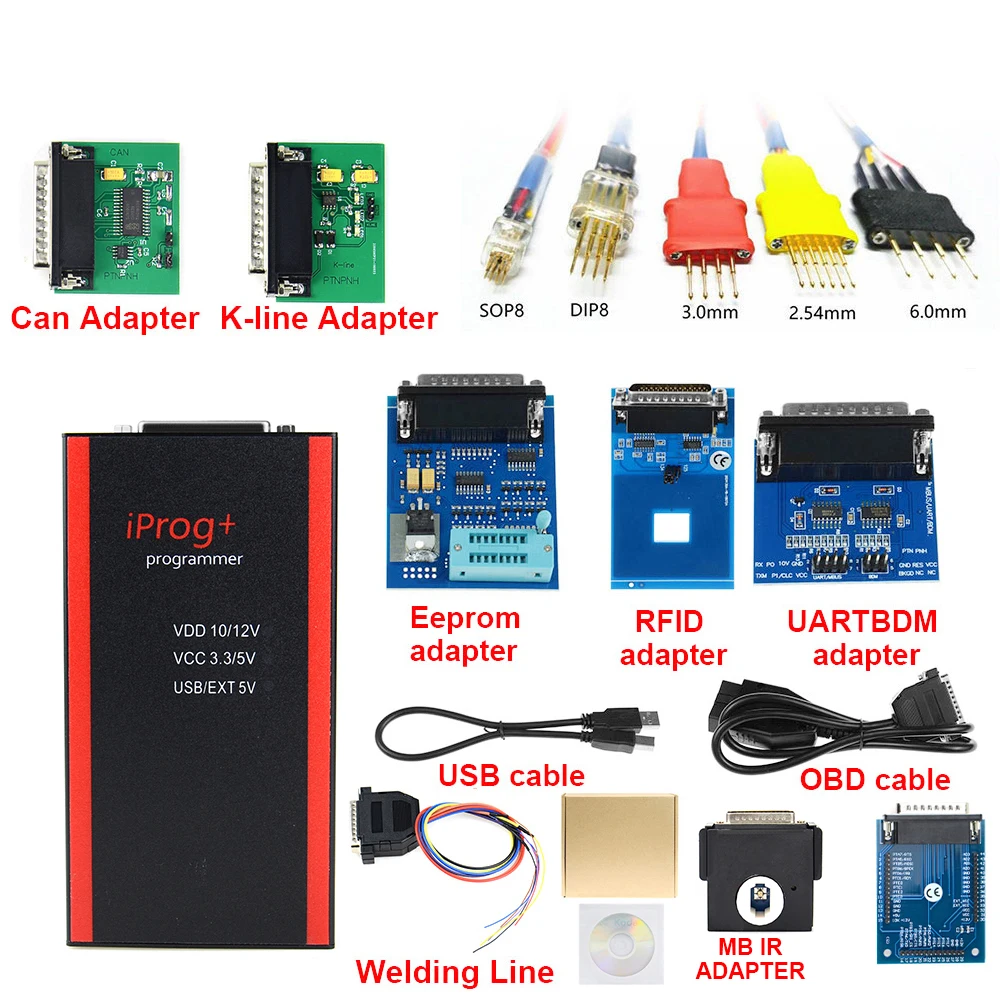 IPROG Pro V87 Full Set ECU Key Programmer Iprog+ Eeprom IMMO Car Radio Reset Dashboard Kilometer DIGIPROG 3 Carprog