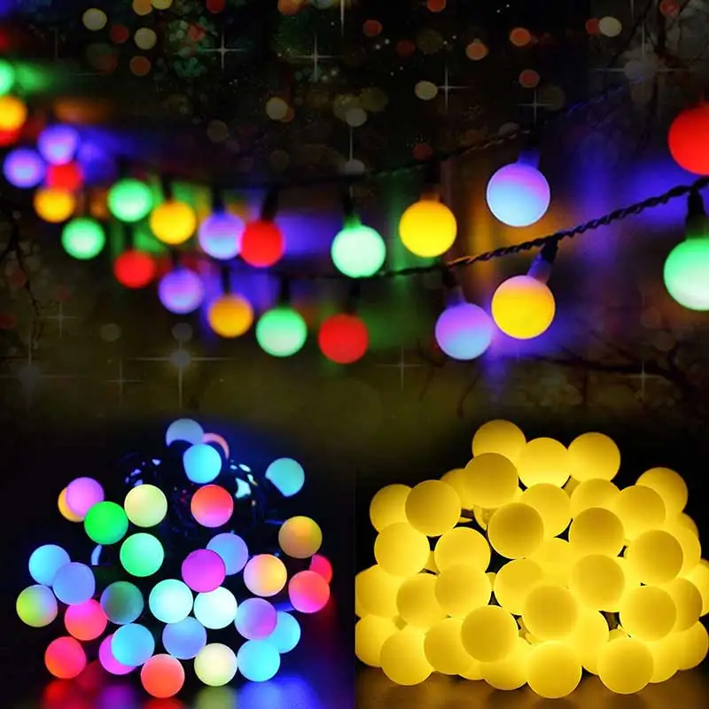 LED Ball Garland Lights RGBIC Waterproof Outdoor Lamp DIY Home Wedding Party Garden Christmas Holiday Decor USB DC5V LED String