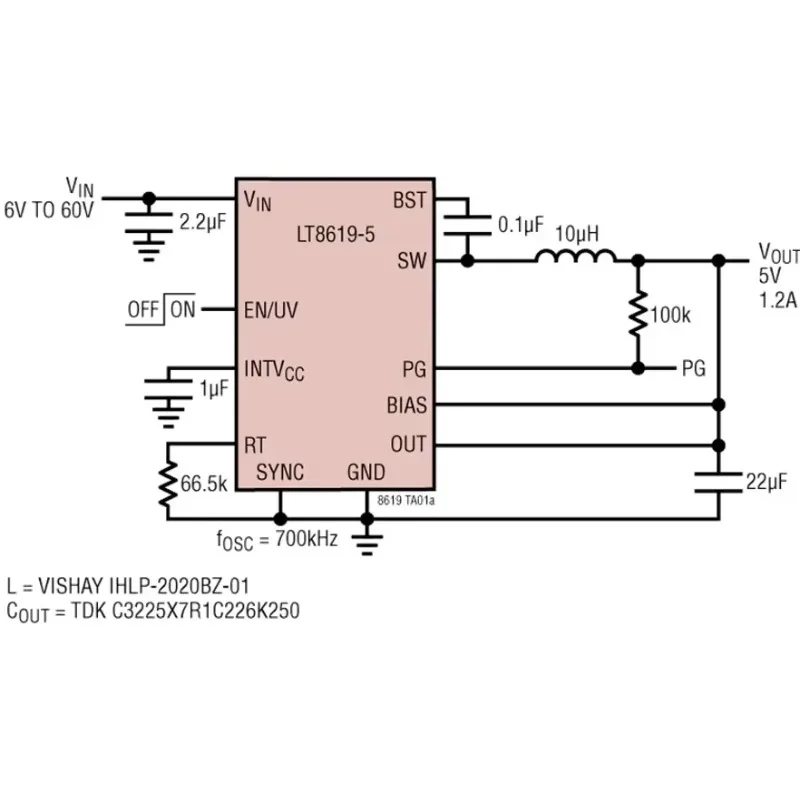 LT8619 LT8619EMSE LT8619IMSE LT8619EMSE-5 LT8619IMSE-5 - 60V, 1.2A Synchronous Monolithic Buck Regulator with 6μA Quiescent