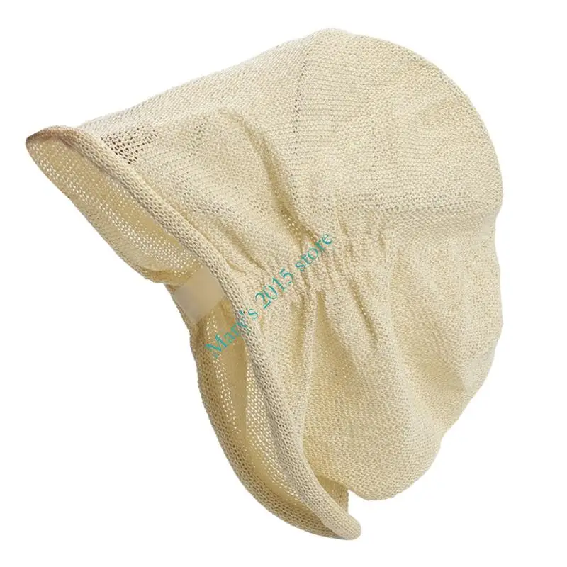 Casual Skull Cap with Airy Open-Weave Texture, Gathered Elastic Back and Easy Daily Outfit Coordination Wear Use