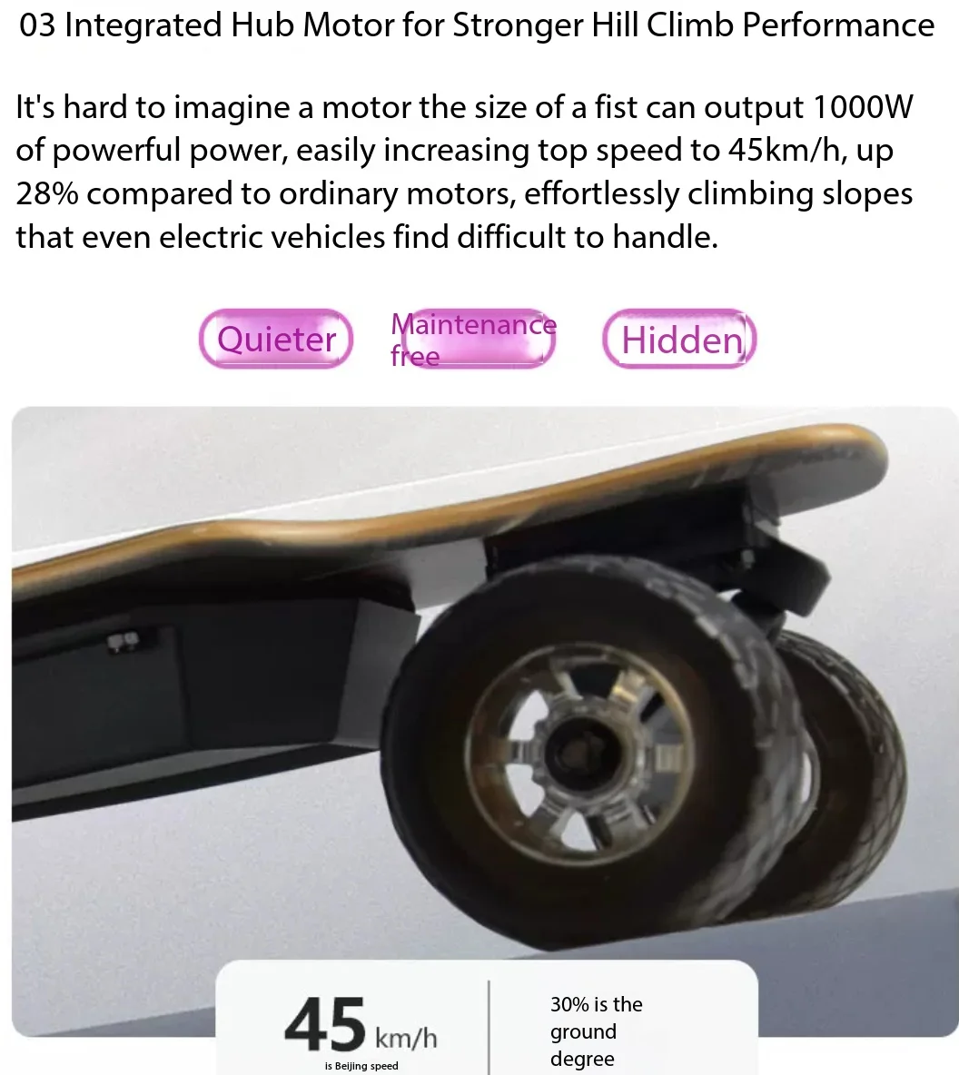 New Upgraded 32KM Long Range Smart Remote Control 4 Wheels Dual Motor Adult Land Surf Electric Skateboard