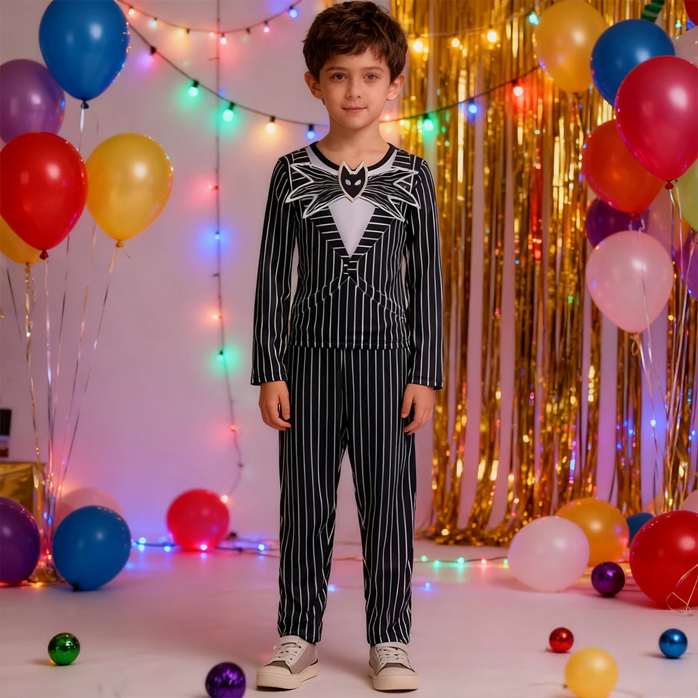 

Весенне-осенние комплекты из 2 предметов для детей, костюмы для косплея «Кошмар, Рождество», «Мистер Скелет», торжественное платье для мальчиков на день рождения, одежда для мальчиков