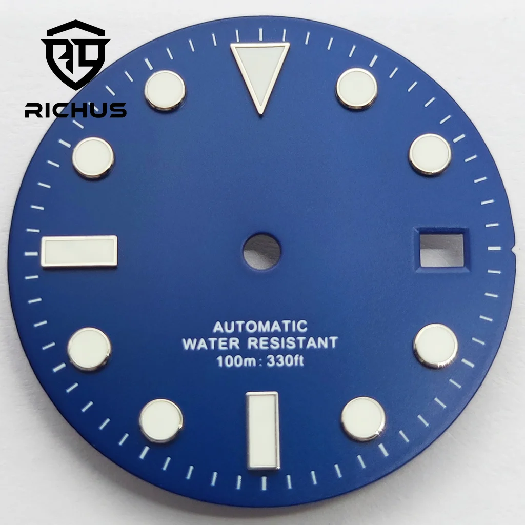 RICHUS 28,5 mm quadrante dell'orologio quadrante nero blu verde luminoso adatto NH34 NH35 NH36 ETA2824 2836 movimento Miyota8215-DG