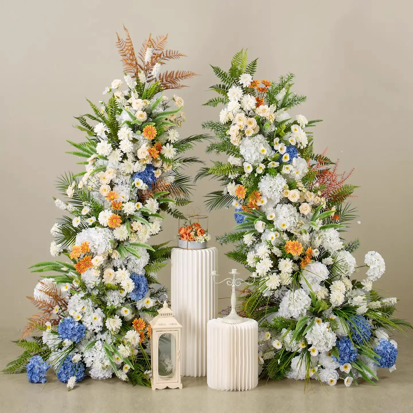 LMM wedding decoration white and green floral custom interior photography fake flower background arrangement combination