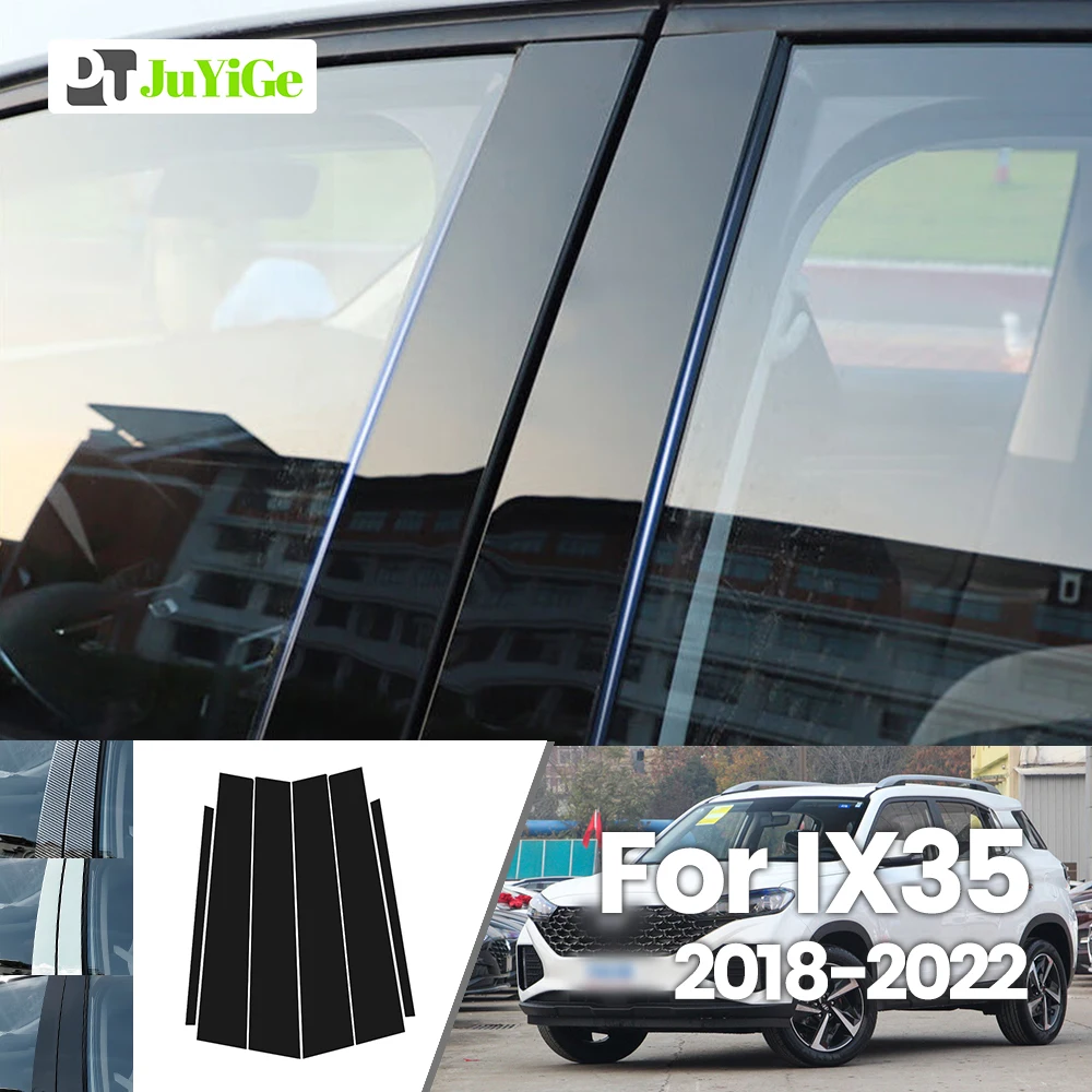 

Для Hyundai IX35 2018-2022 2019 2020 2021 ярко-черное углеродное волокно оконная дверь B C наклейка