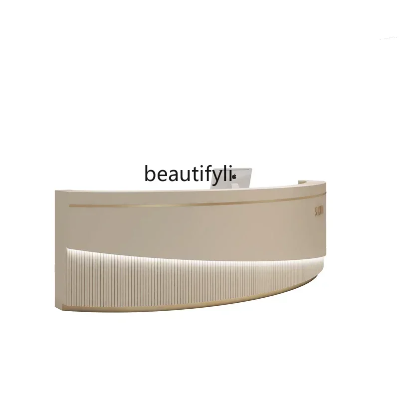 

Light luxury curved checkout page Simple fashion clothing store Beauty salon Reception desk Paint barber shop Bar