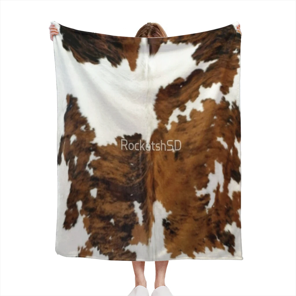 

Brindle Cow Hide Thin Blanket Soft comforter sets throw for Couch Warm Flannel Blankets Bedroom Summer Blanket