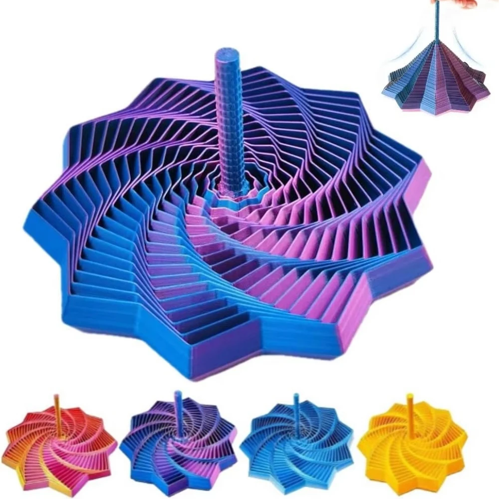 Juguete de Descompresión Portátil con Diseño Geométrico Expandido de Estrella Fractal Impresa en 3D, Adornos en Espiral Giratorios para Relajación