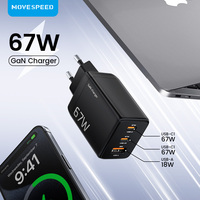 MOVESPEED G106S 67W GaN Charger USB Type C PPS QC3.0 PD Quick Charging Charger Wall Adapter for iPhone 15Pro Samsung S23 HUAWEI