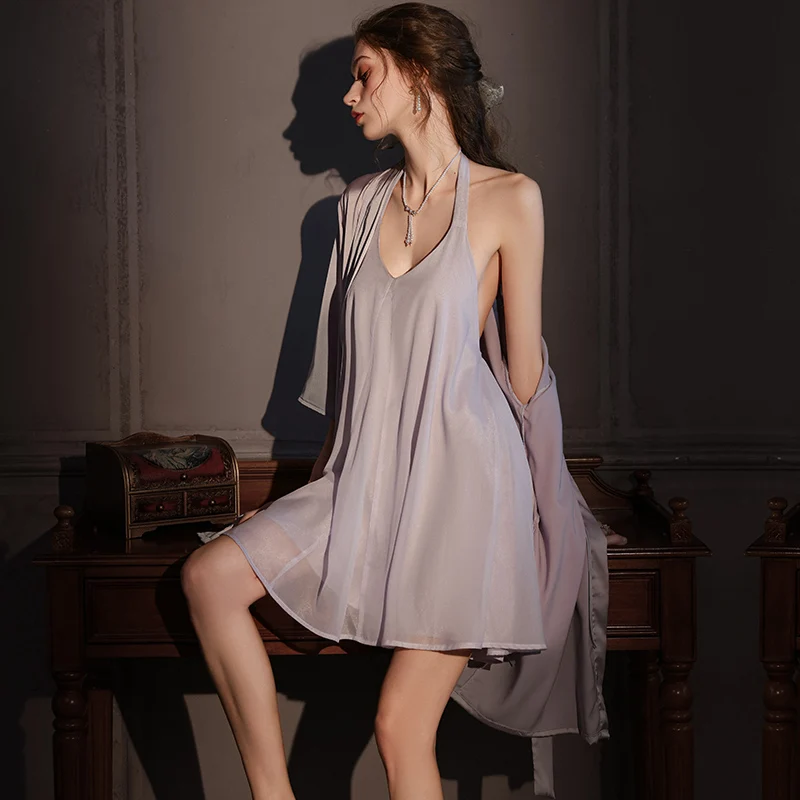 DAIMELU senior sense sexy summer nightdress cute sleeveless sleepwear set skirt light luxury women Nightgowns suit nightwear