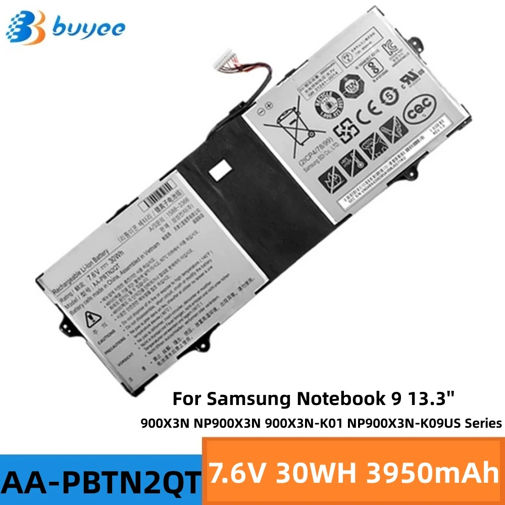 7.6V 30WH AA-PBTN2QT Genuine Laptop Battery For Samsung Notebook 9 13.3'' 900X3N NP900X3N 900X3N-K01 NP900X3N-K09US Series