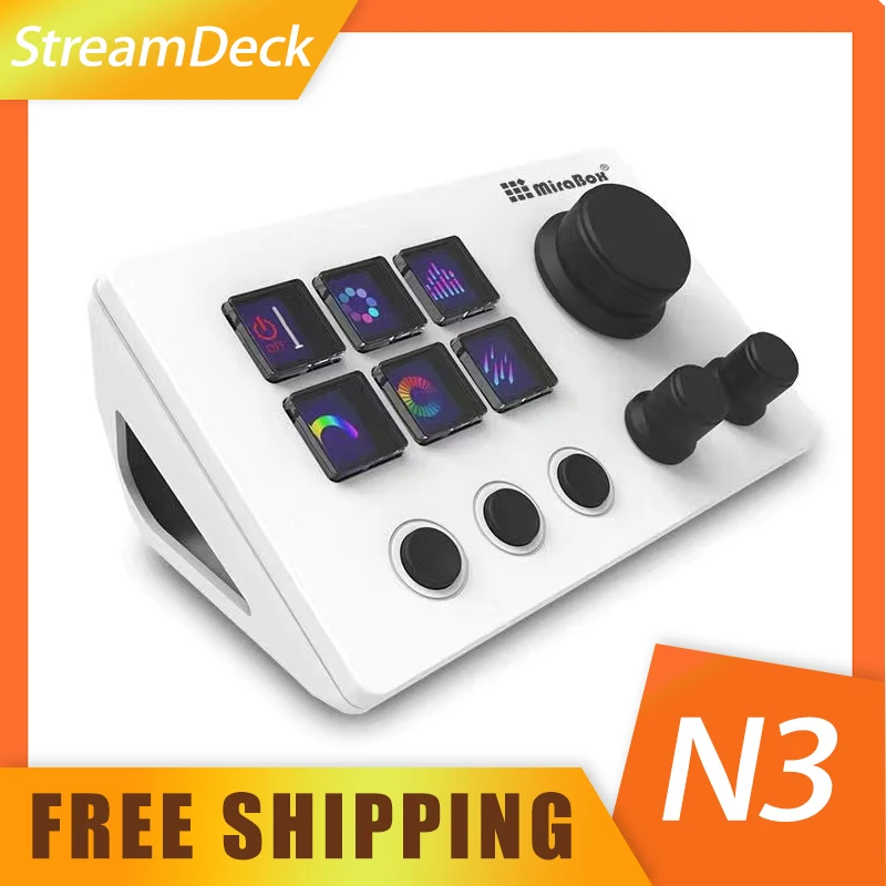 

Mirabox N3 Streamdeck Keypad Screen Knob Customization Macro Mini Keyboard Visual Desktop Console For Desktop Computer Gifts