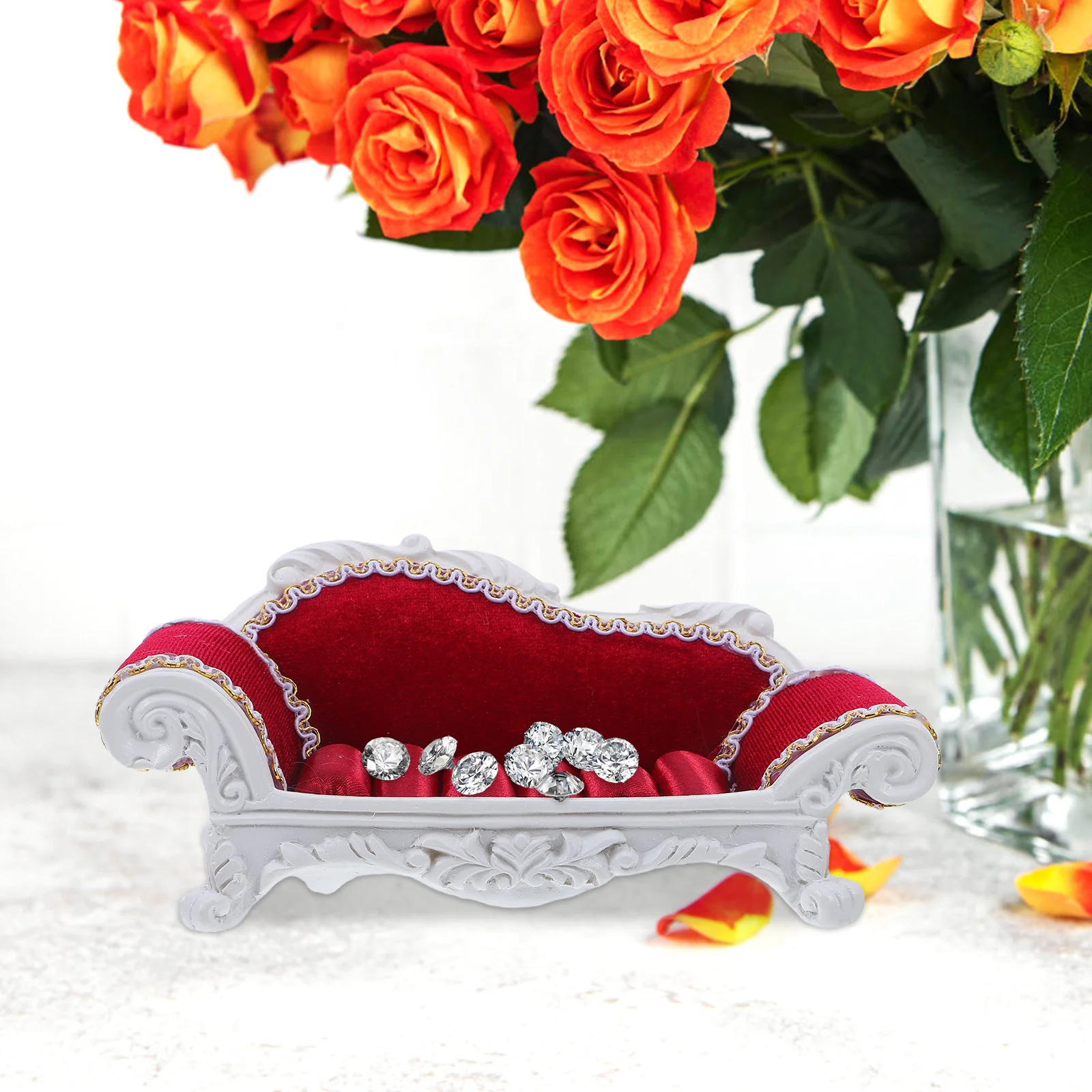 

Jewelry Display Organizer Sofa-Shaped Holder Stand for Rings Earrings Decorative Jewelry Storage Rack Ring Display Stand
