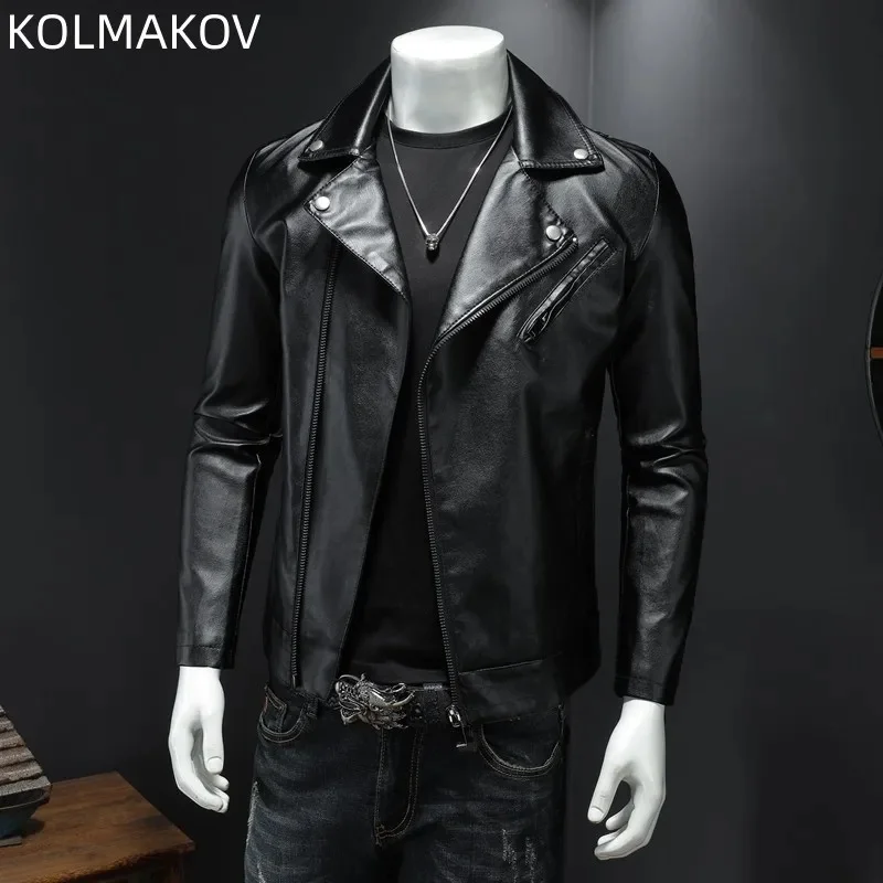 2023 spring new style Men's Jackets PU Faux Leather thicken Jacket autumn Men Slim Fit Fashion Overcoats full size M-4XL JK160