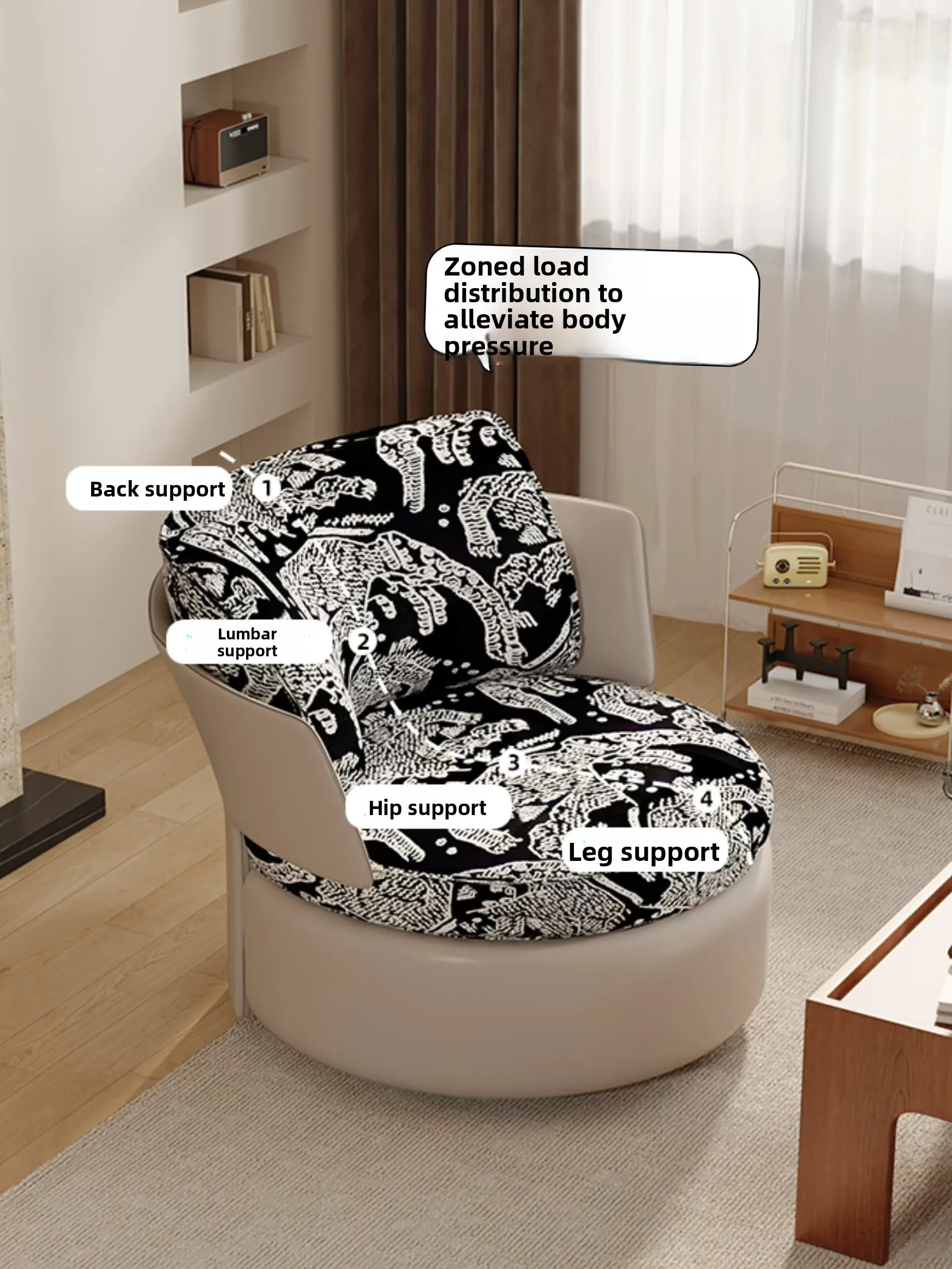 Vintage Cotton and Linen Sofa Chair for Small Living Rooms, Leisure Rotatable Single Sofa Chair, Removable and Washable