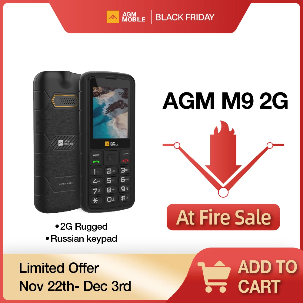 AGM M9 Rugged 2G Russian or English keyboard GSM Mobile Phone 2.4inch Screen Dual Sim Large Button Cheap Cellphone For Elderly