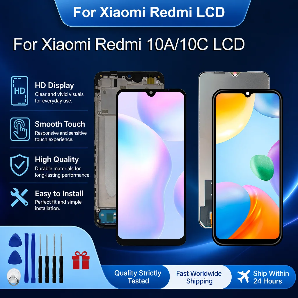 IPS For Xiaomi Redmi 10A LCD 220233L2C Display Touch Screen For Xiaomi Redmi 10C 220233L2G 220333QAG Display Replace Parts