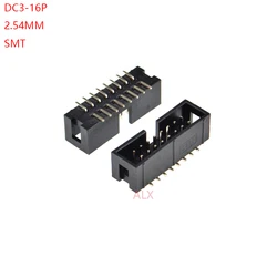 10pcs SMT 16 PIN 2.54MM pitch MALE SOCKET straight idc box headers PCB CONNECTOR DOUBLE ROW SMD 2x8PIN 2X8 16P DC3 HEADER