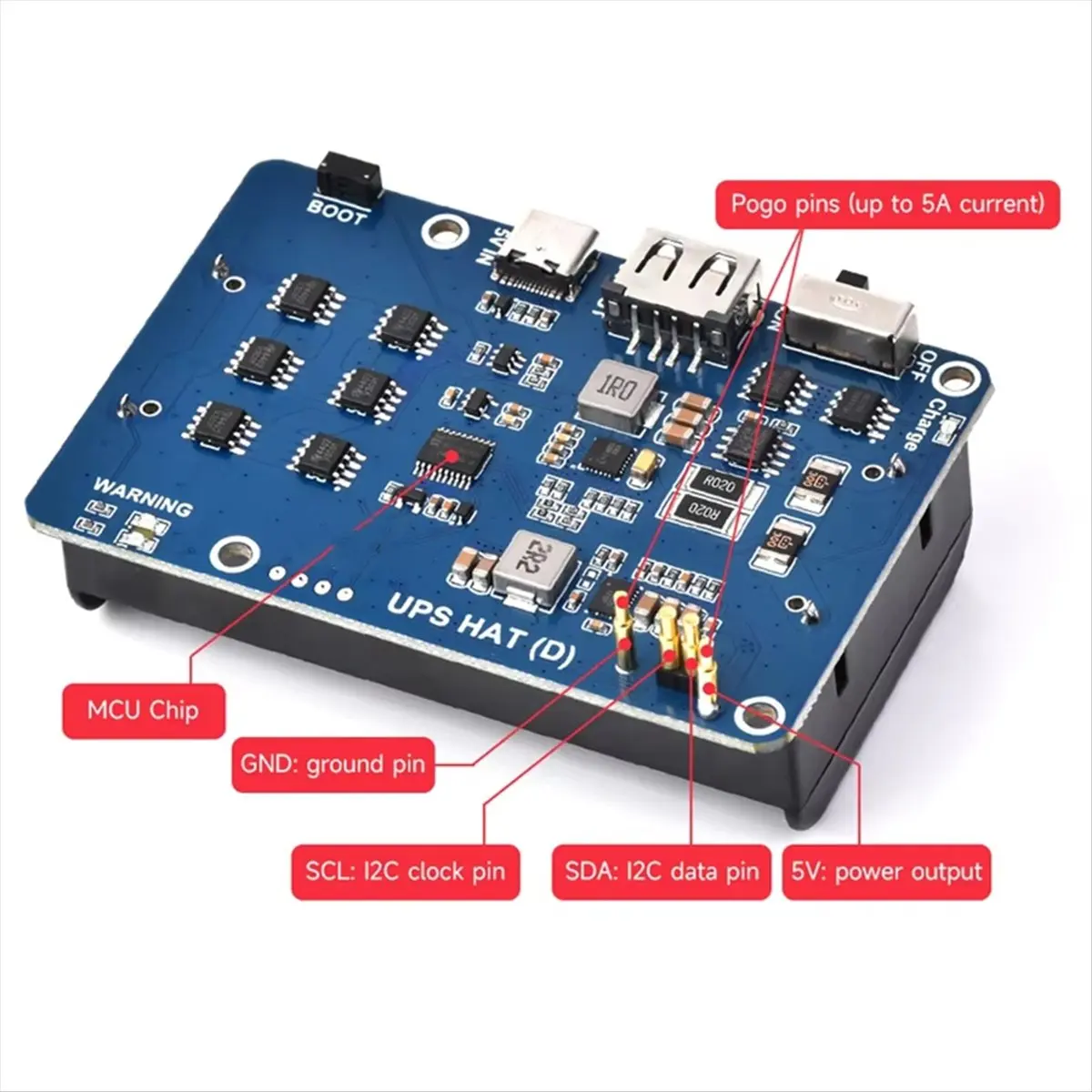 A49T For 3 3B 4B UPS HAT Support 21700 Li Battery 5V Uninterruptible Power Supply Pogo Pins Connector