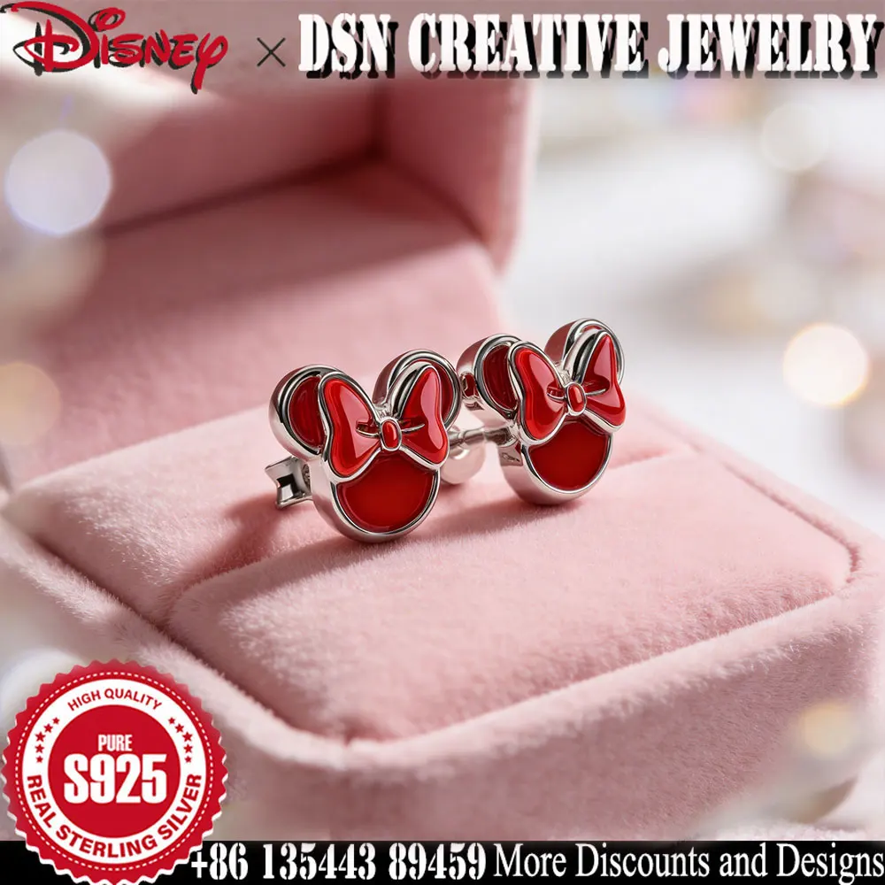 

DSN креативные ювелирные изделия, серьги из стерлингового серебра 925 пробы, серьги-гвоздики с эмалью Диснея и Минни, милый мультяшный роскошный ювелирный подарок