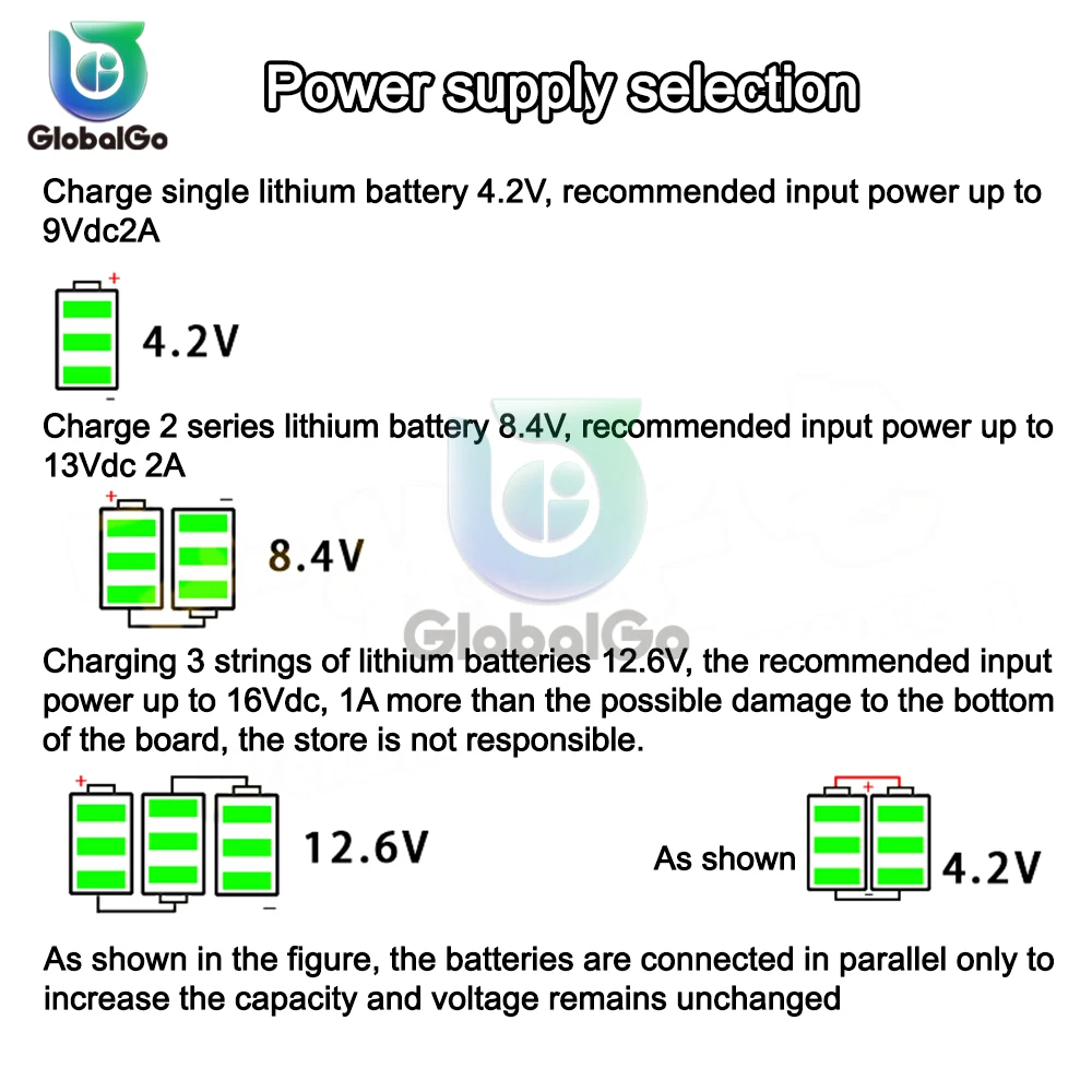 بطارية 3S وحدة شاحن 18650 ليثيوم أيون متدرج لوحة حماية وحدة بنك الطاقة 2A 4.2V/8.4V/12.6V حماية الجهد