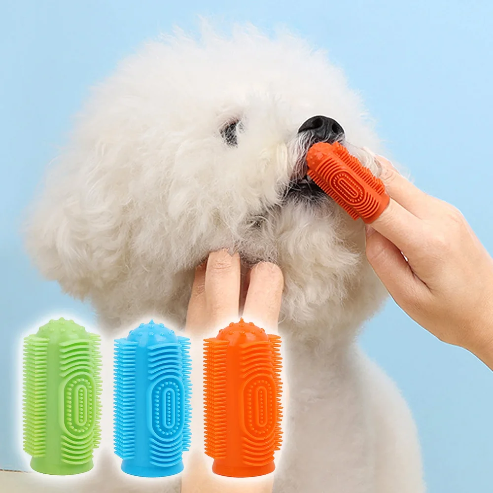 2pcs Dog Toothbrush Dog Teeth Cleaning Soft Hair Puppy Tooth Brush Silicone Dogs Toothbrush Set Dogs Mouth Cleaning Brushes