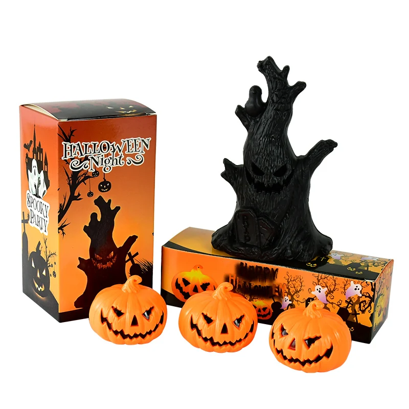 Halloween LED Luminous Smiling Face Pumpkin Lamp Ghost Tree Lamp Home Halloween Decoration Haunted House Horror Props