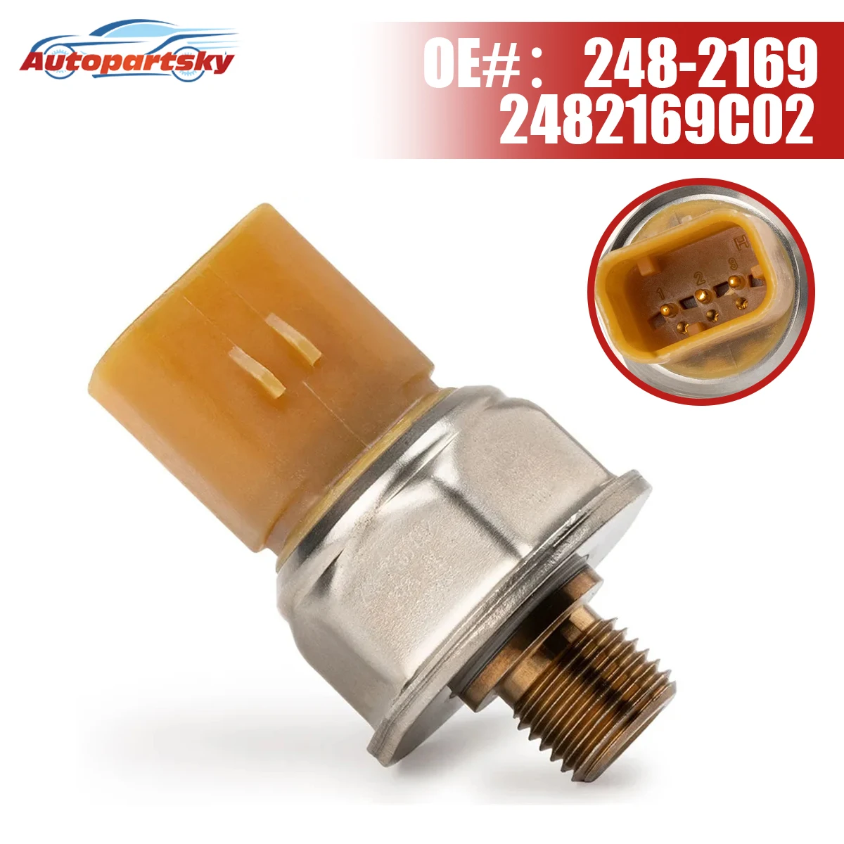 High Quality Fuel Pressure Sensor 248-2169 5PP4-3 For CAT For Caterpillar C7 C9 C12 C13 C15 Repair Part 2482169 5PP43 2482169C02