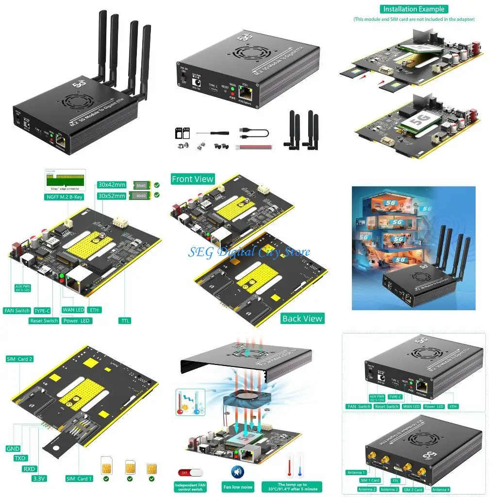

U75B M.2 5Ghz to 2.5Ghz Ethernet Adapter 4 Antennas Enclosure Not Power Over Ethernet