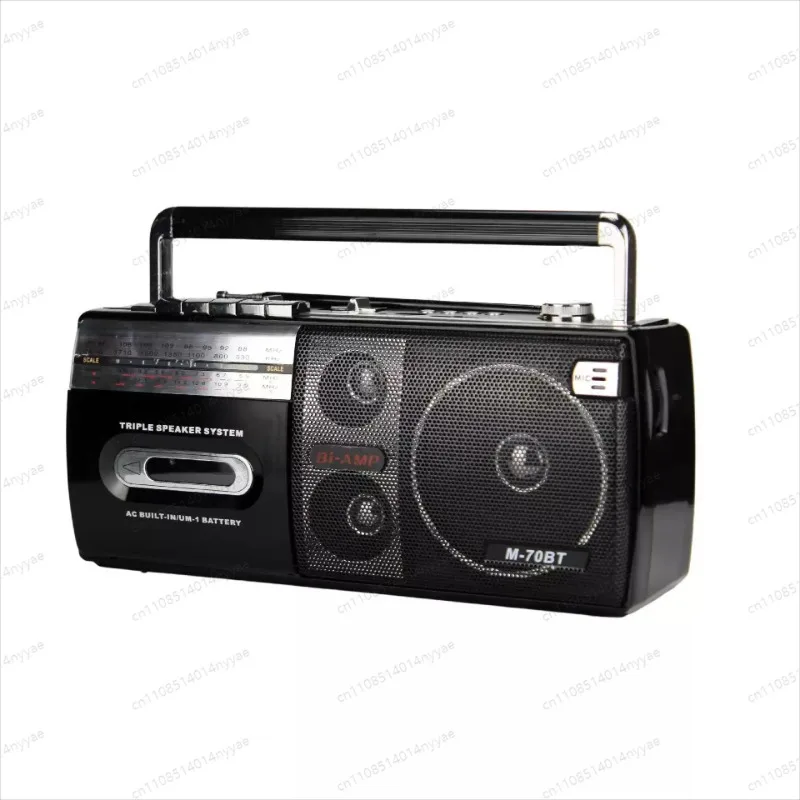 Retro Portable Cassette Player, AM/FM Radio Boombox with SD/USB Audio Playback & Recording - Large Sound for Seniors