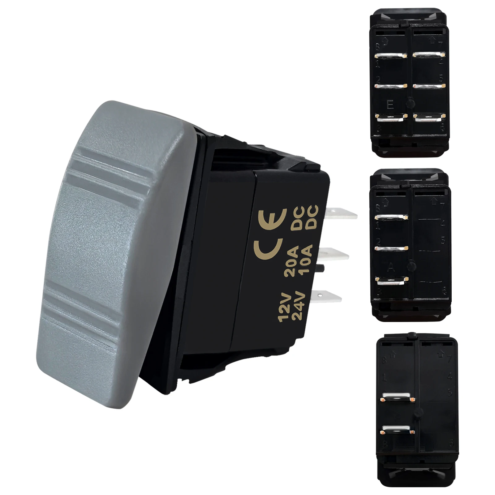 Marine Rocker Switch SPST SPDT DPDT ON-OFF/ON-OFF-ON Waterproof Heavy Duty 20A for Car Boat Trailer ATV UTV Polaris RZR Can-Am