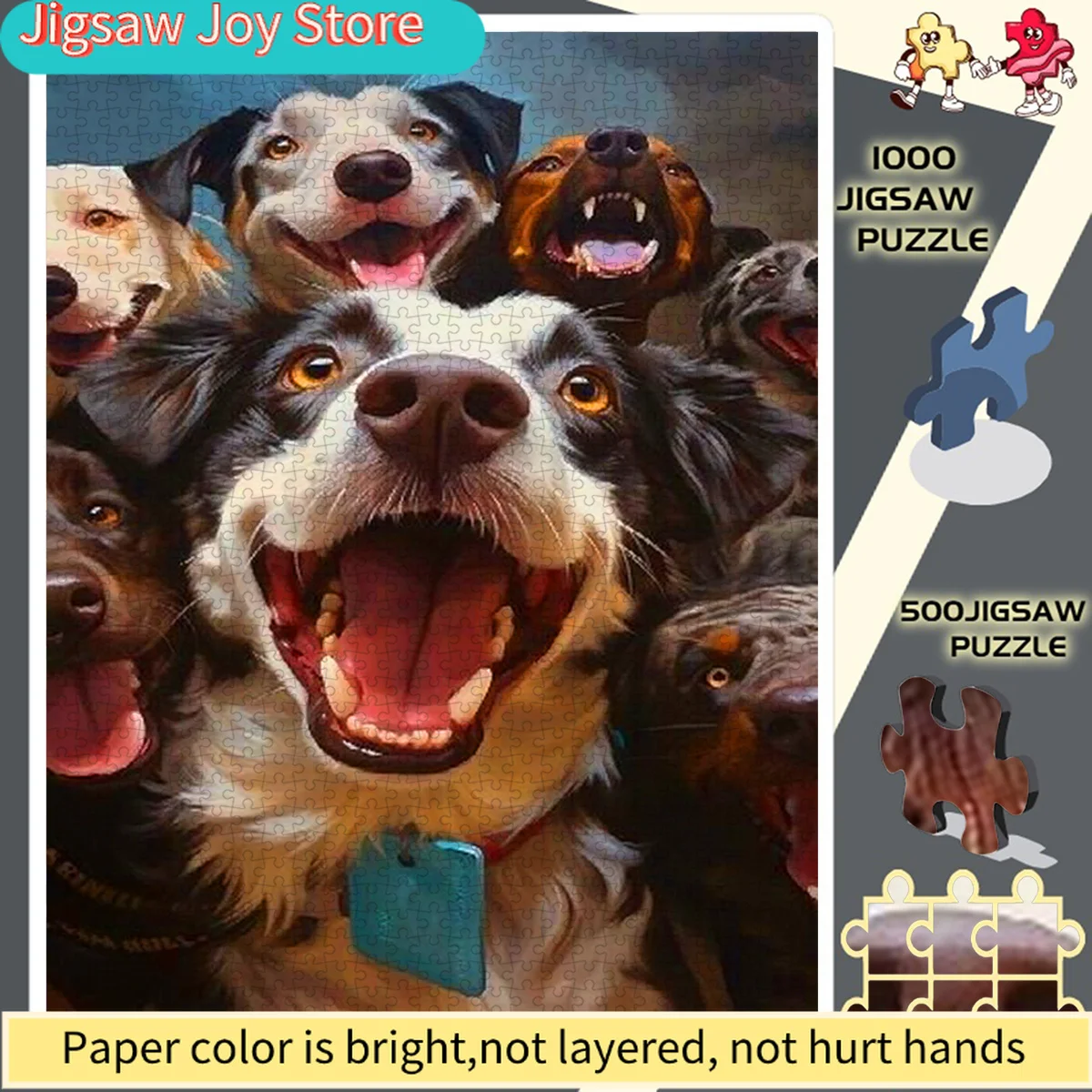 

Пазл "Счастливые собаки" для взрослых и всей семьи - сложная головоломка с прочными картонными элементами, портативная головоломка в коробке.