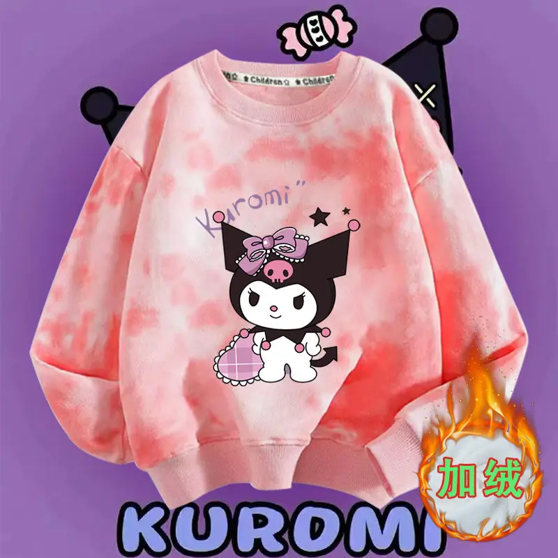 Kawaii Kuromi Sanrio الطلاب لطيف الكرتون ملابس رياضية مريحة الأطفال الدافئة هوديي بلوزة الأساس قميص هدية للأطفال