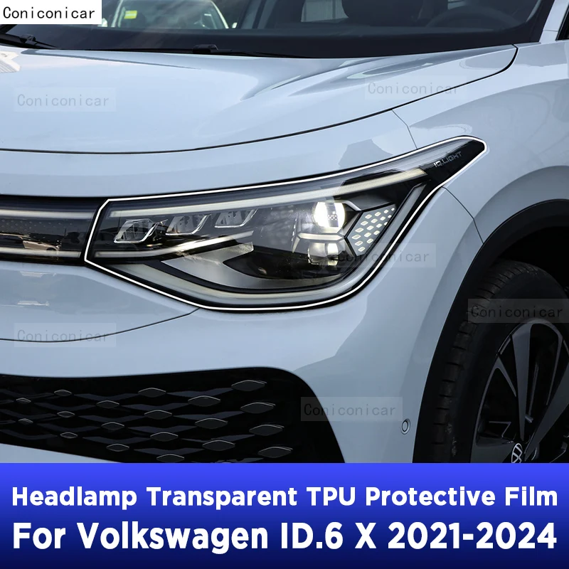 Auto Koplamp Bescherming Transparant Anti-Kras Beschermende Film Tpu Stickers Voor Volkswagen Id.6 X 2021-2024 Accessoires