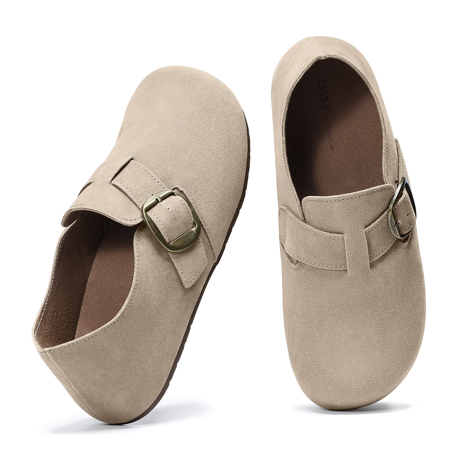 

Gacimy женские замшевые сабо сандалии с регулируемой пряжкой уличные мягкие стельки нескользящие шлепанцы женские модные сабо тапочки