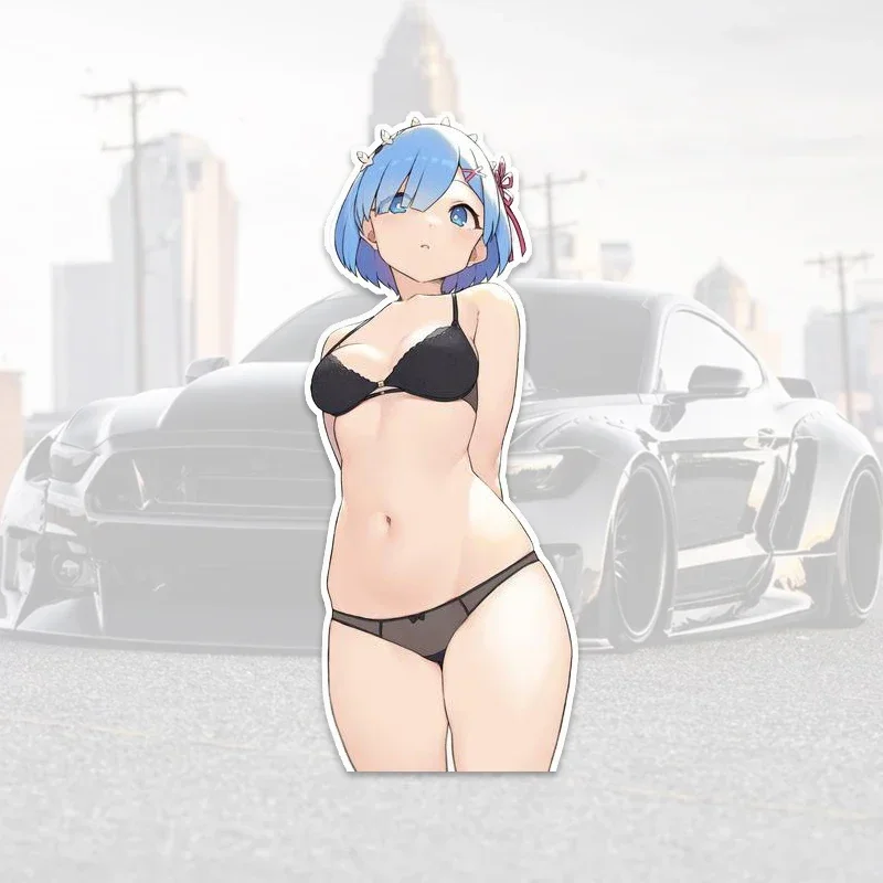 ملصق فينيل من Anime Girl للسيارات - مقاوم للماء على شكل شخصية كرتونية ذاتية اللصق لتزيين السيارة سهل الاستخدام