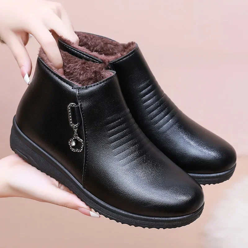 Women's Ankle Boots Winter Cotton Shoes Plush Comfort Anti Slip Warm Short Boots Waterproof Outdoor Cold Proof Cotton Boots 2025