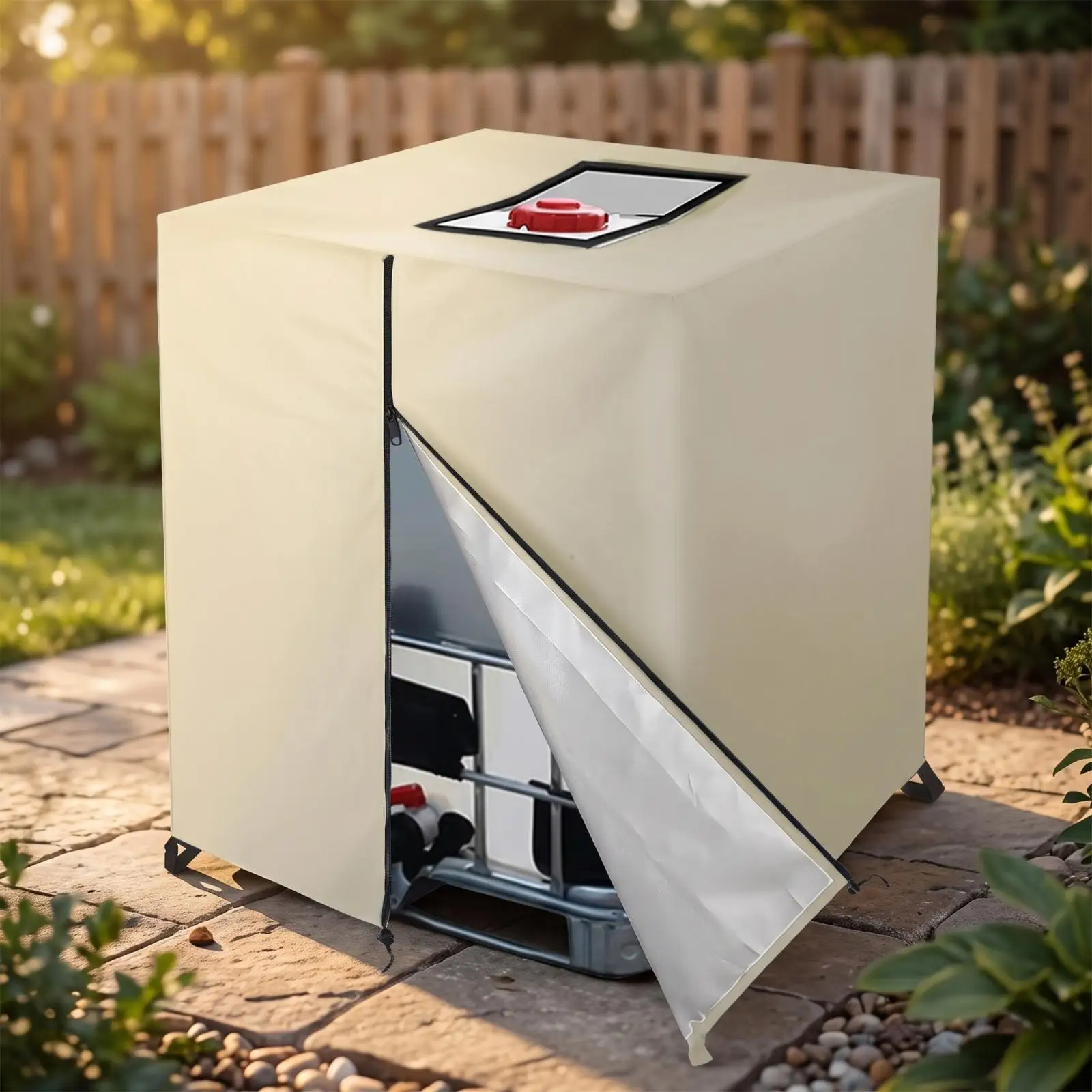 IBC Tank Cover Heavy-Duty IBC Tote Cover Zippered Waterproof for Garden, Farm