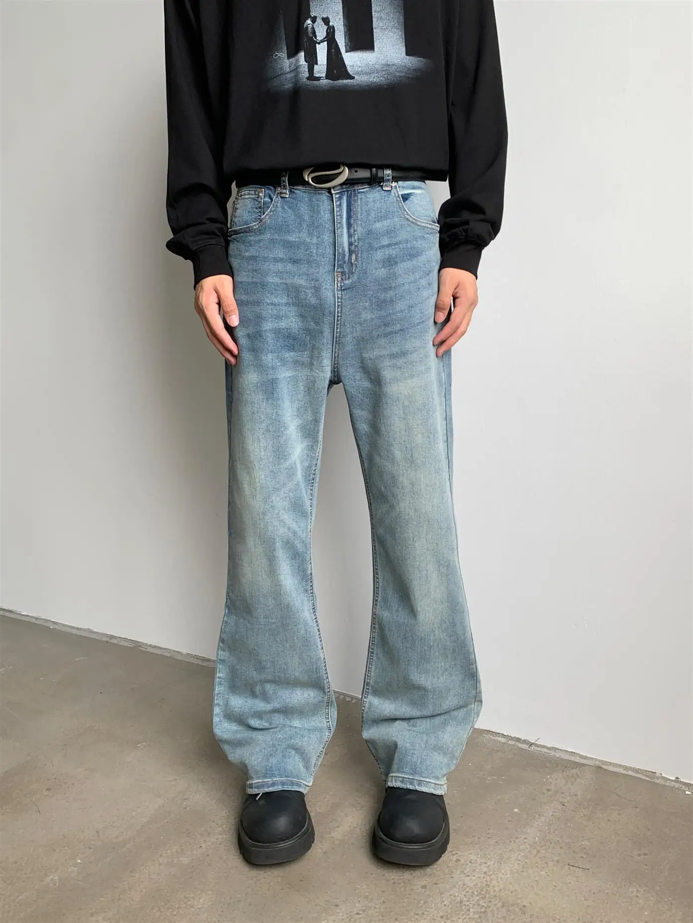 

Мужские синие джинсы Slim Fit в американском стиле High Street Vibe, прямые брюки, повседневные молодежные модные осенние штаны