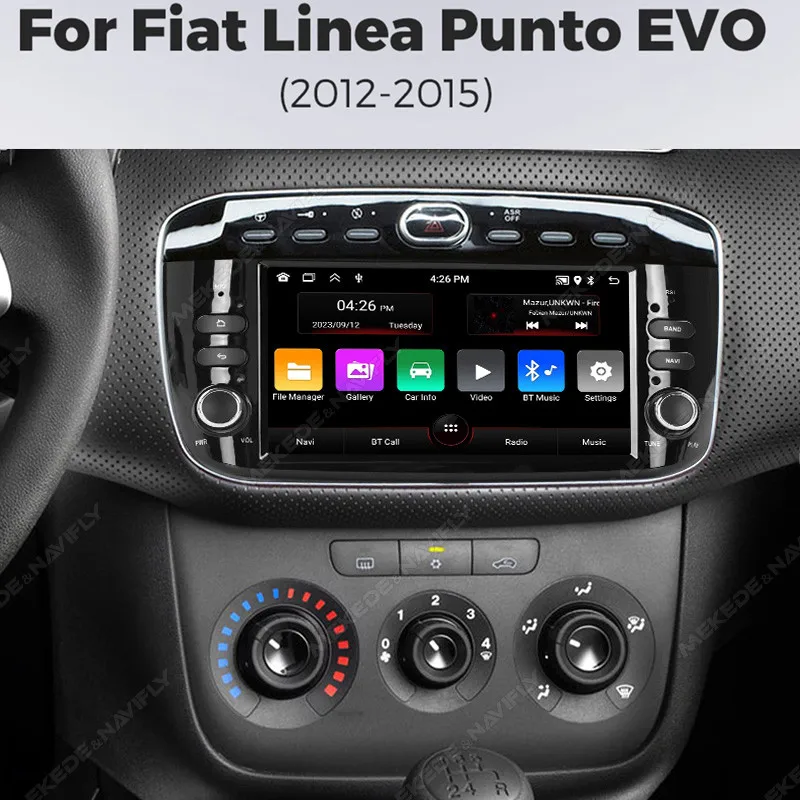 Autoradio 1 Din Android 13 Car DVD Player For Fiat/Linea/Punto EVO 2012-2015 Car Radio GPS Navigation Multimedia Stereo Audio BT