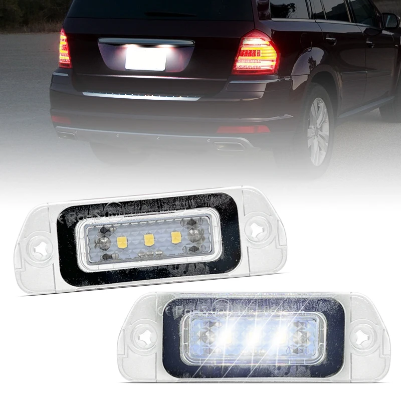 2Pcs LED License Plate Light For Benz X164 W164 W251 GL350 GL450 GL500 GL550 ML350 ML450 ML500 ML550 ML63 AMG R350 R320 R500