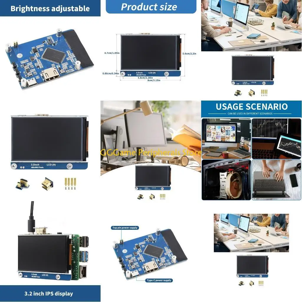 U55B 3,2-calowy ekran IPS 480x800 pikseli, regulowana jasność, bezdotykowy dla komputerów