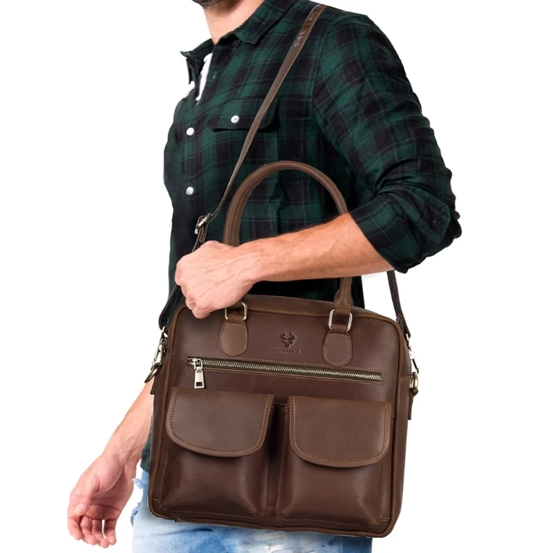 Bolsa elegante masculina mensageiro bolsa de ombro grande para escritório e negócios 517D