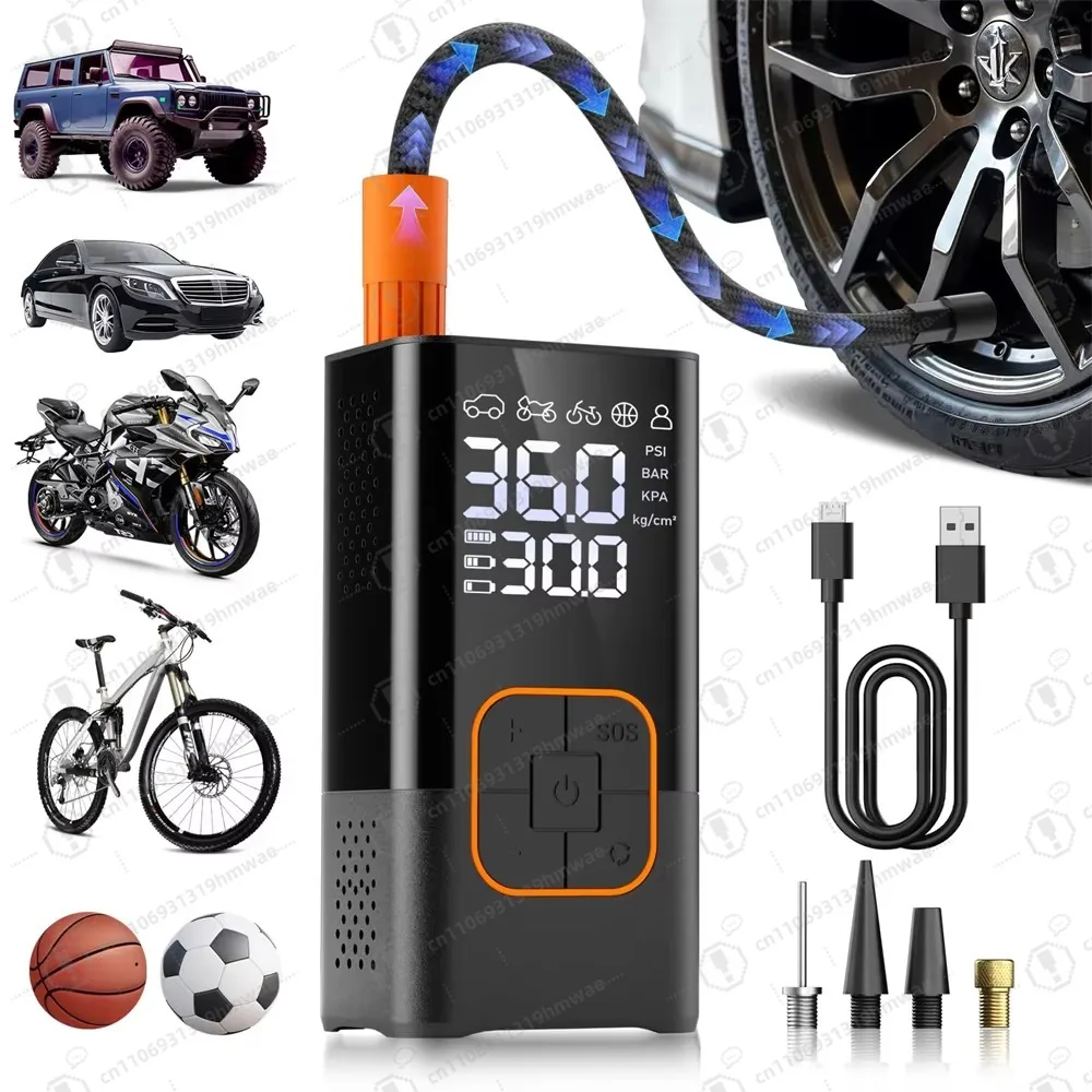 Gonfleur de pneu portatif sans fil, gonfleur de pneu de pompe à air automobile de système ABS avec moniteur de pression
