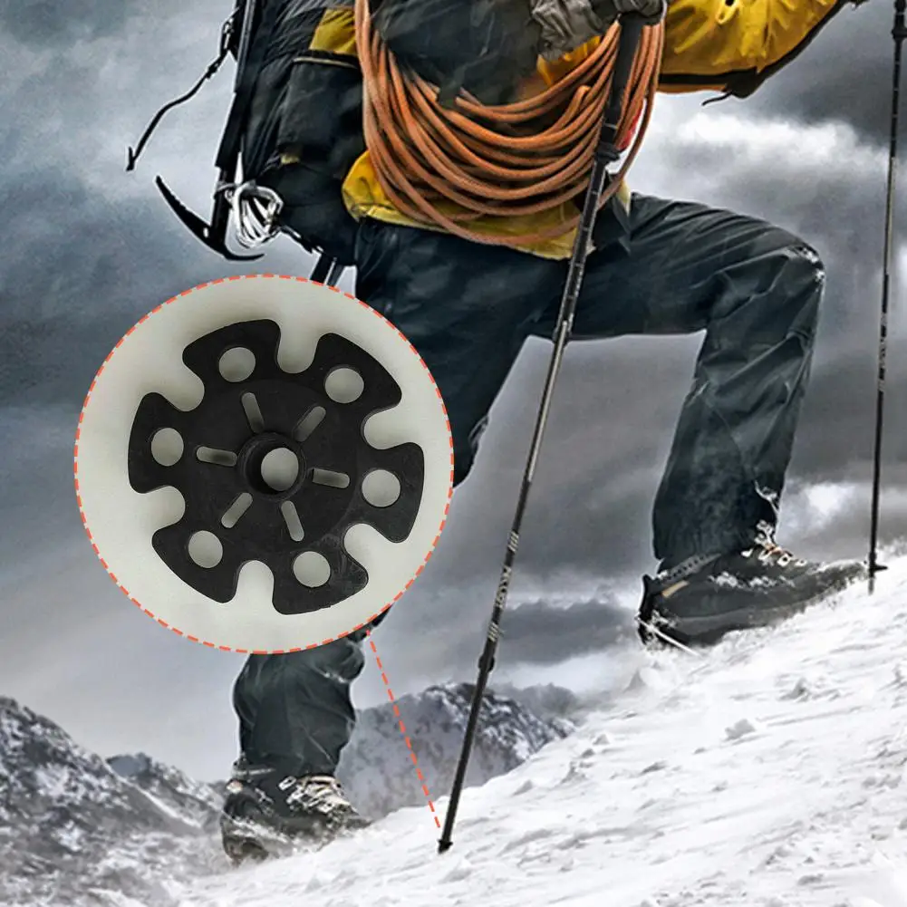 4Pcs Walking Stick Cover Guards Anti-crack Thickened Anti-slip Rubber Snowflake Snow Holder Protective Cover Hiking Supplies